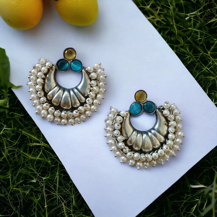 Silver Oxidised Earrings Shobha