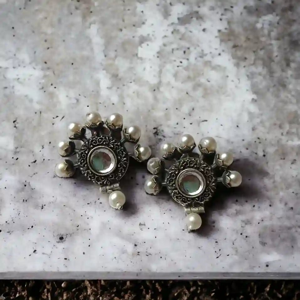 SILVER OXIDISED EARRINGS ZOYA