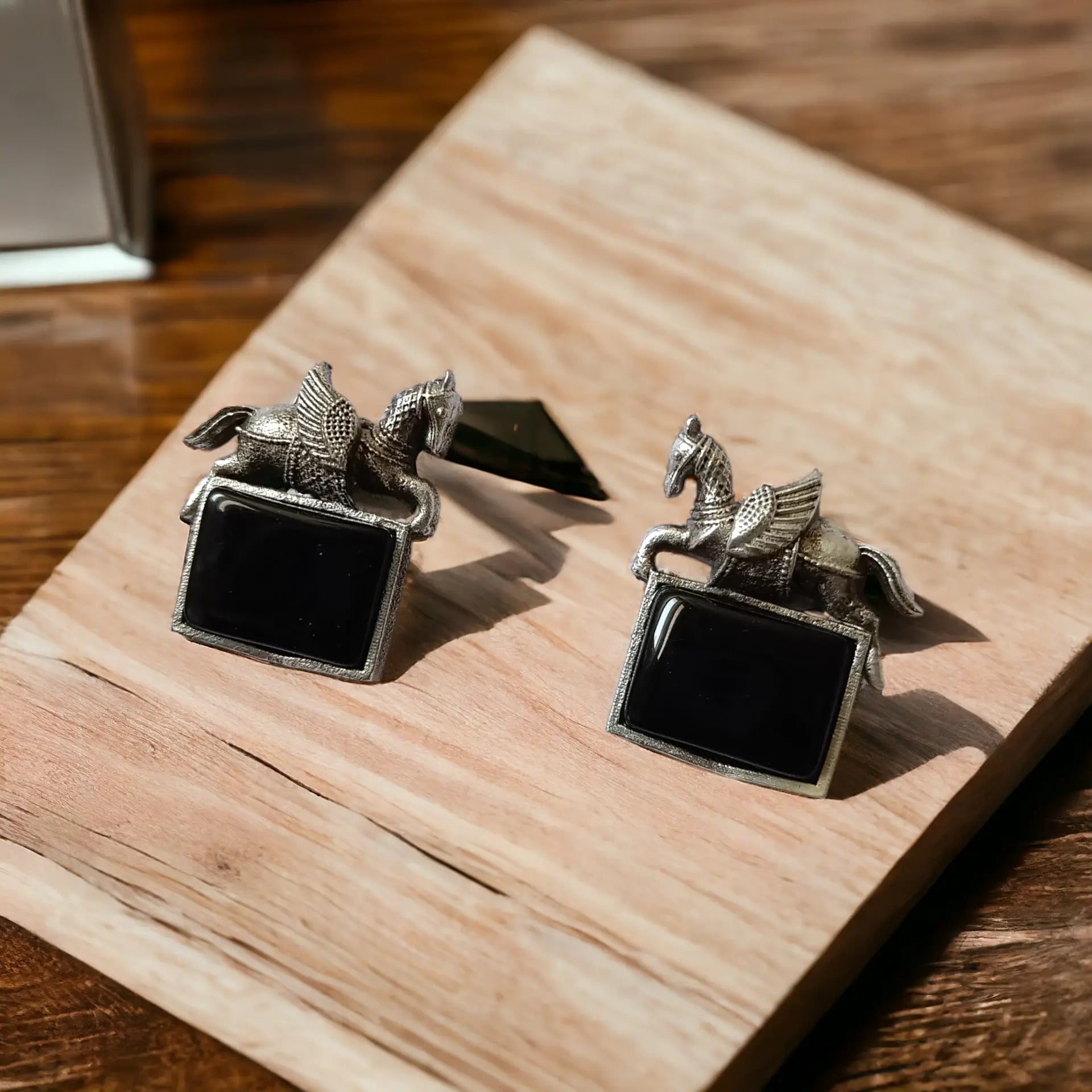 SHOP Silver Oxidised Horse Stud Earrings Falak Online for Women
