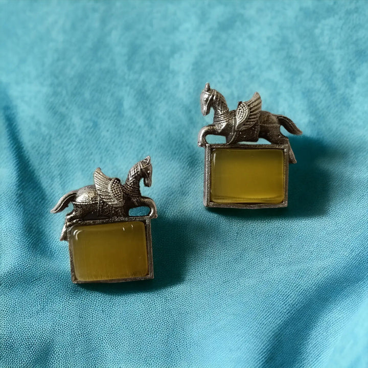 Silver Oxidised Horse Stud Earrings Falak