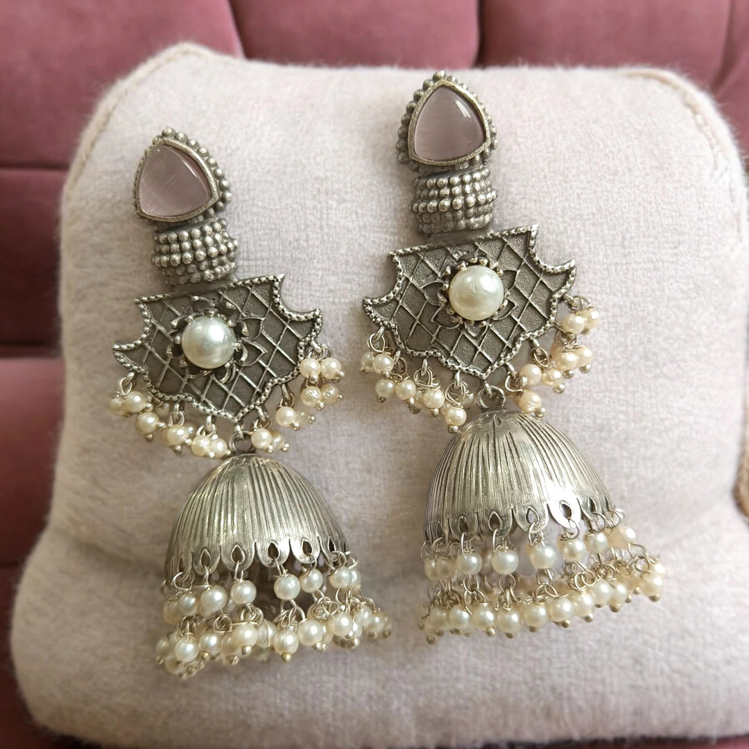 SILVER OXIDISED JHUMKI EARRINGS ANUSHRI