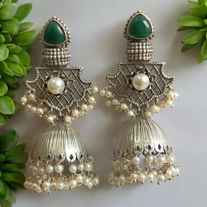 SILVER OXIDISED JHUMKI EARRINGS ANUSHRI