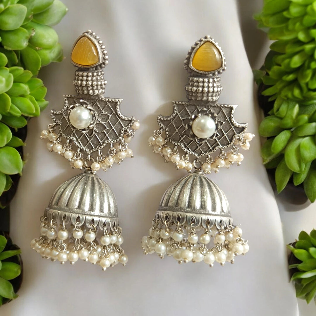 SILVER OXIDISED JHUMKI EARRINGS ANUSHRI