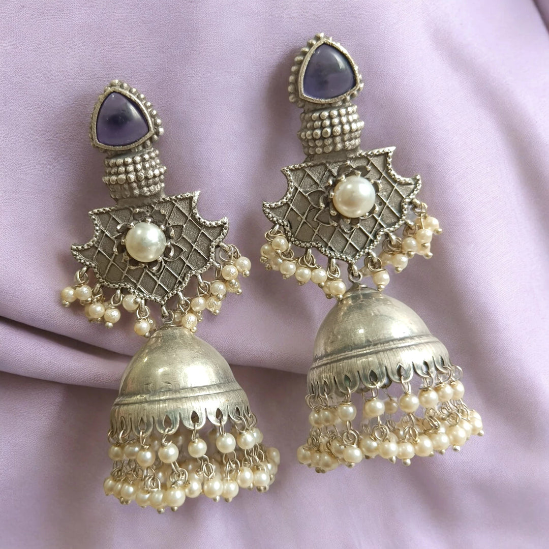 SILVER OXIDISED JHUMKI EARRINGS ANUSHRI