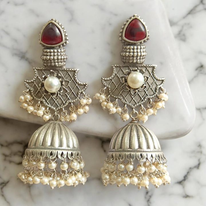 SILVER OXIDISED JHUMKI EARRINGS ANUSHRI