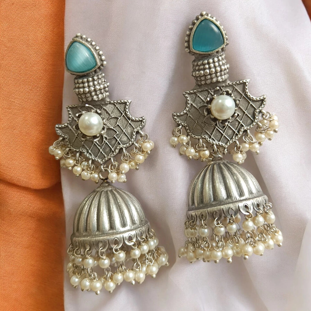 SILVER OXIDISED JHUMKI EARRINGS ANUSHRI