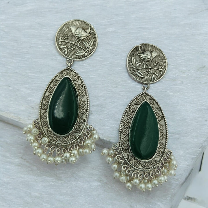 SILVER OXIDISED PEARL EARRINGS ADYA [product_variant]- TelaNaari