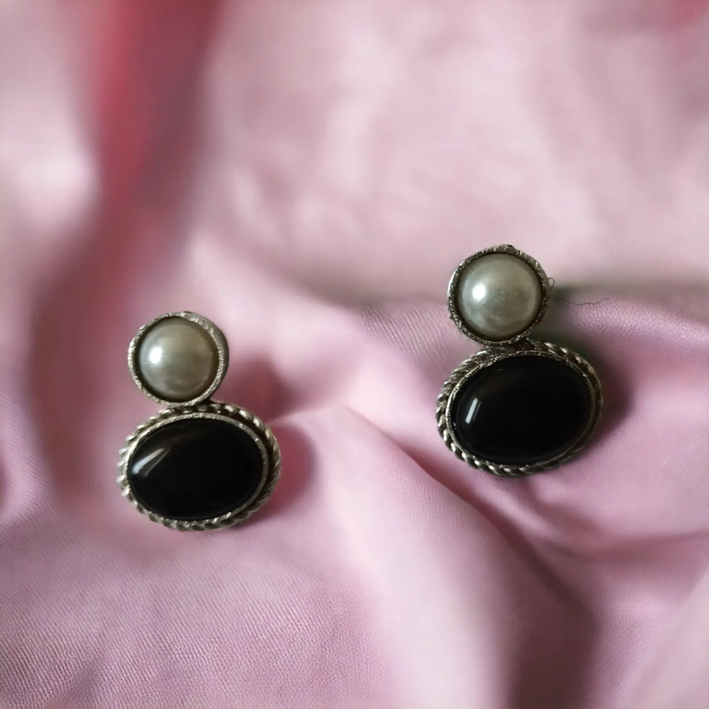 Silver Oxidised Small Stud Earrings Fareeda