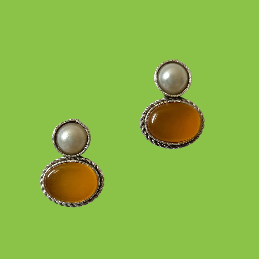 Silver Oxidised Small Stud Earrings Fareeda