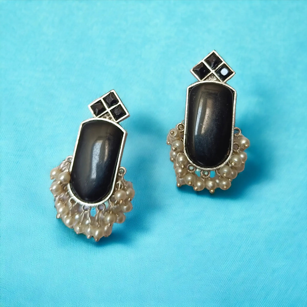 Silver Oxidised Stud Earrings Jinsy [product_variant]- TelaNaari