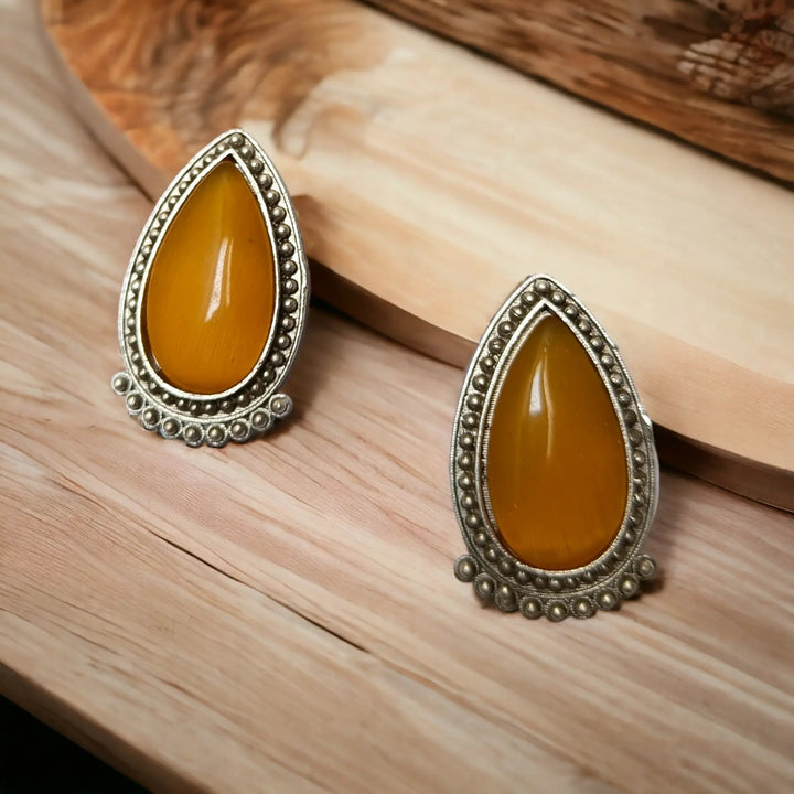 Silver Oxidised Stud Earrings Reema [product_variant]- TelaNaari