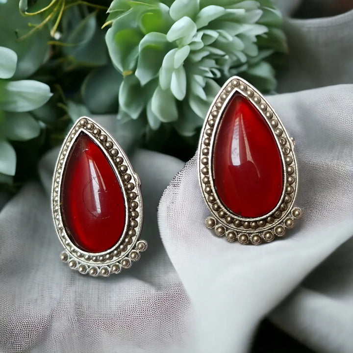 Silver Oxidised Stud Earrings Reema [product_variant]- TelaNaari