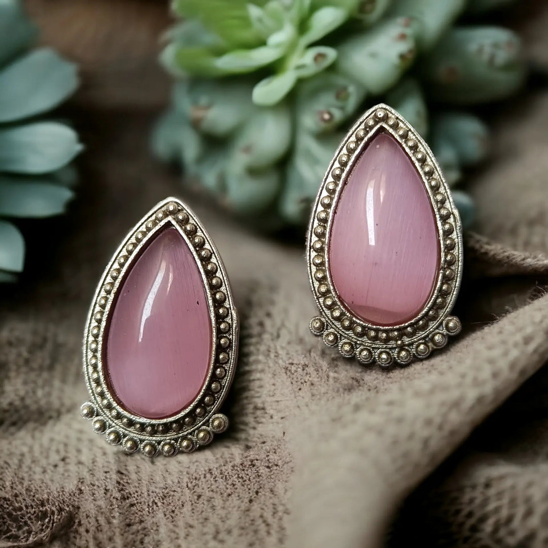 Silver Oxidised Stud Earrings Reema [product_variant]- TelaNaari