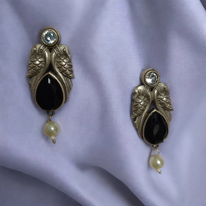 SILVER OXIDISED TIMELESS EARRINGS AHANA