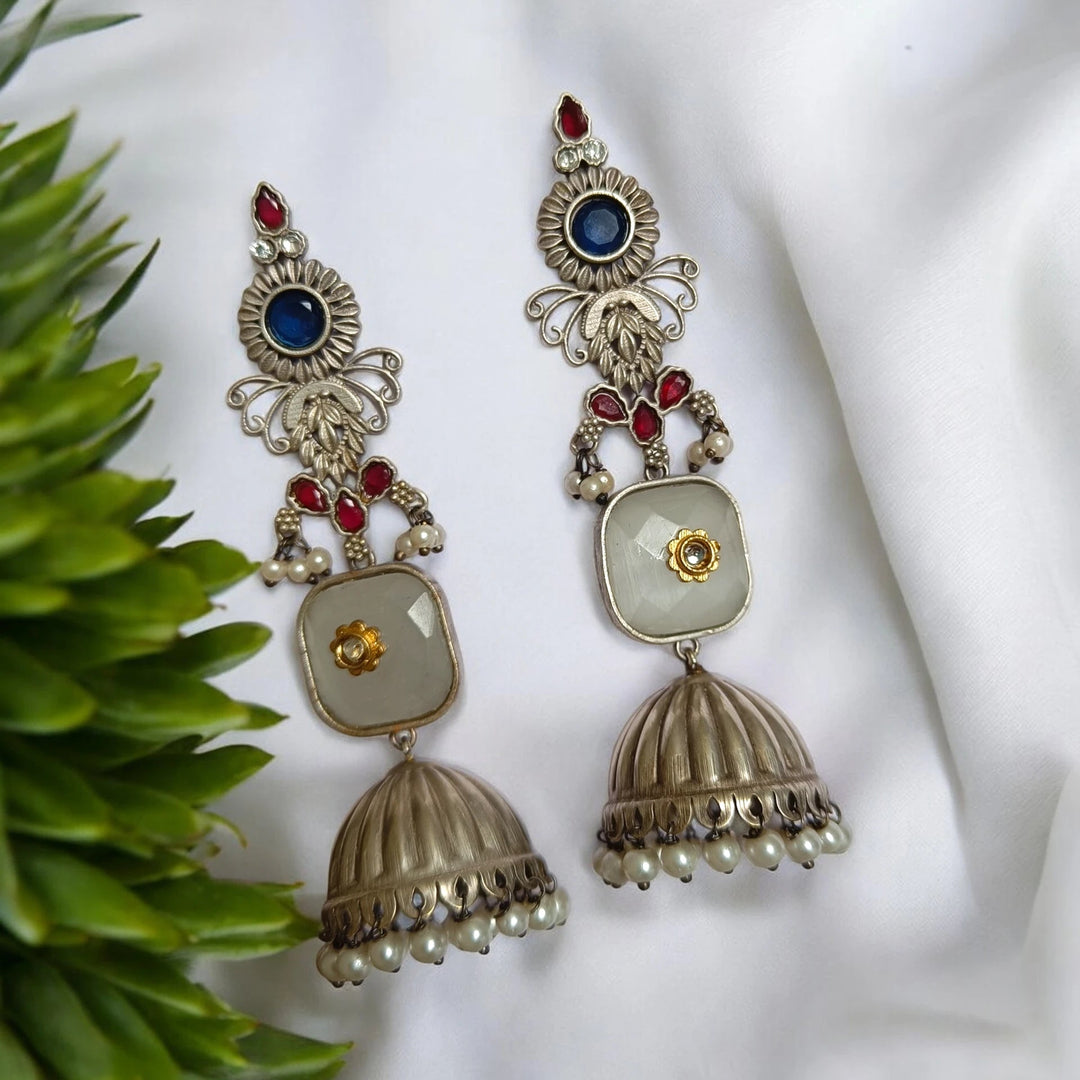 SILVER OXIDISED TIMELESS JUMKA EARRINGS BHAIRVI