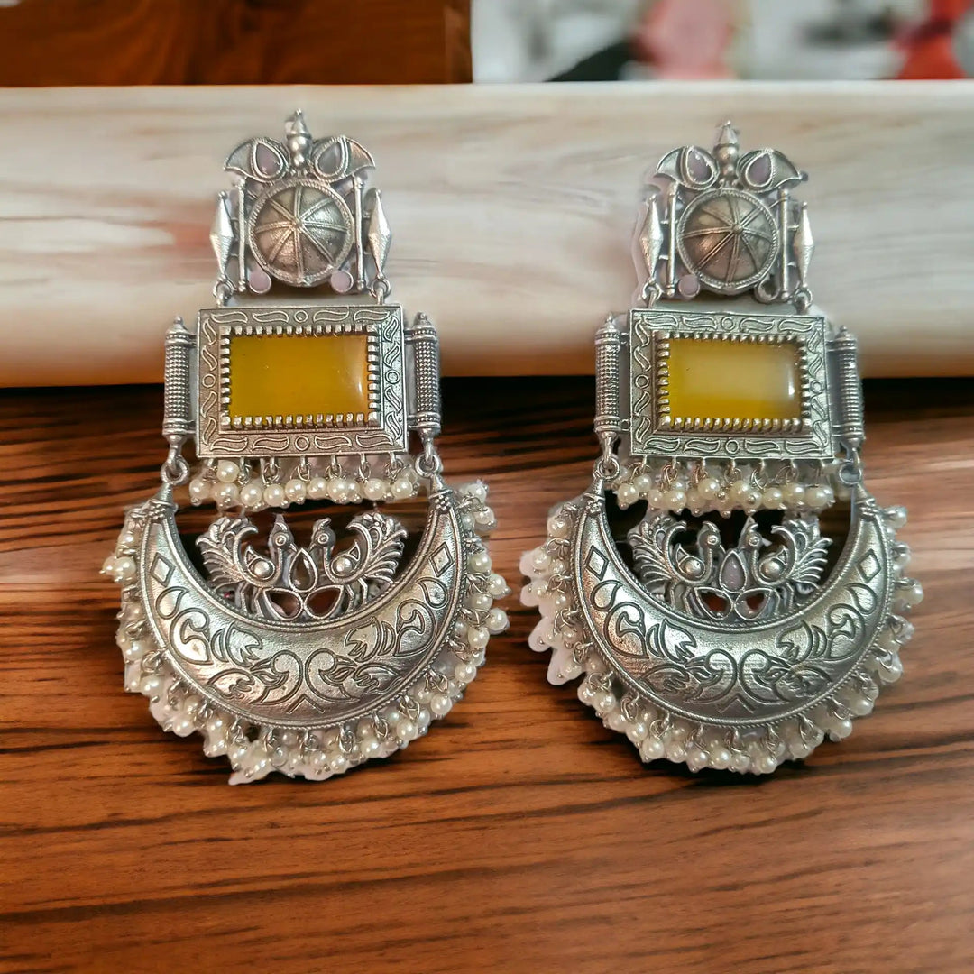 TELA NAARI WHIRLWIND SILVER OXIDISED EARRINGS MISHA [product_variant]- TelaNaari