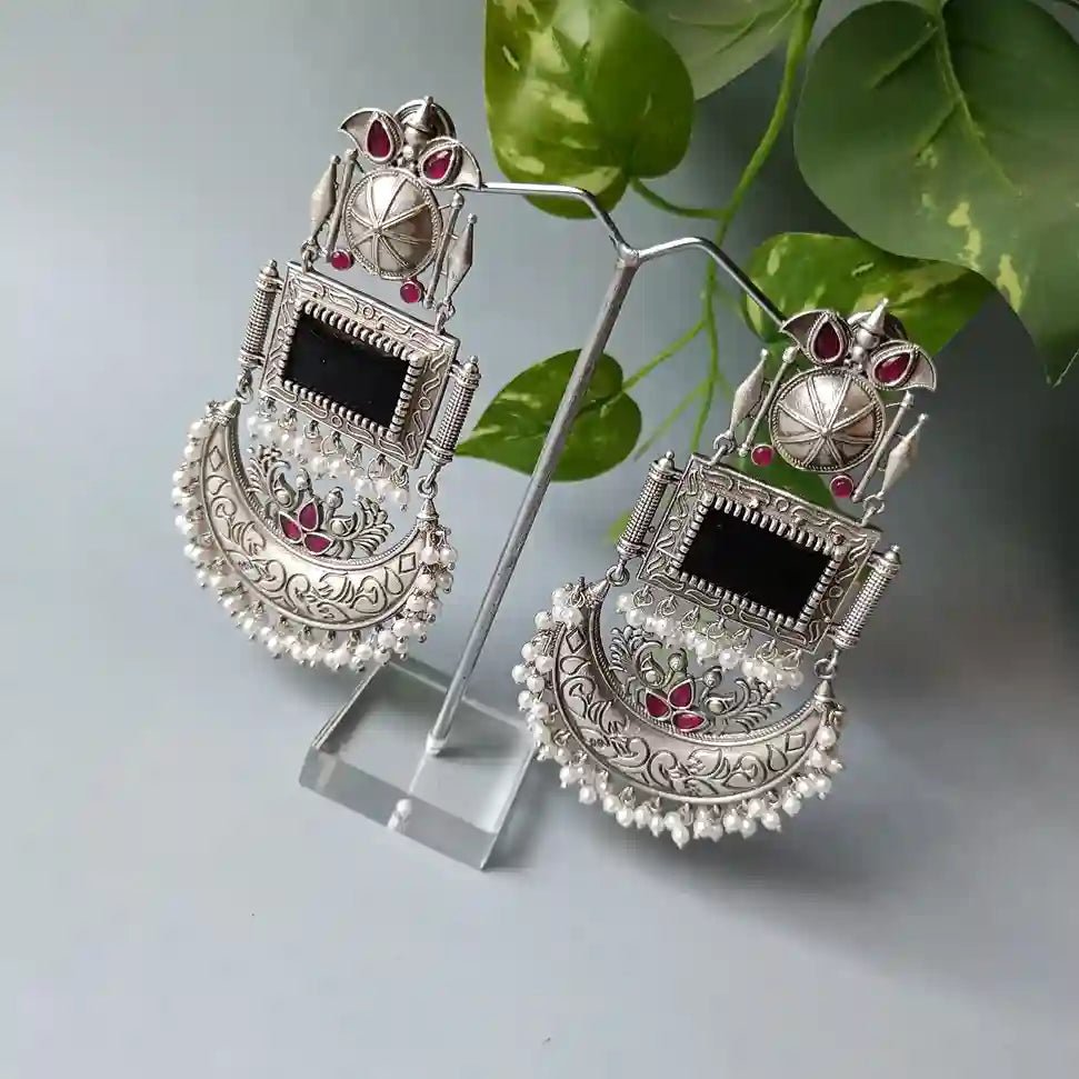 TELA NAARI WHIRLWIND SILVER OXIDISED EARRINGS MISHA - TelaNaari