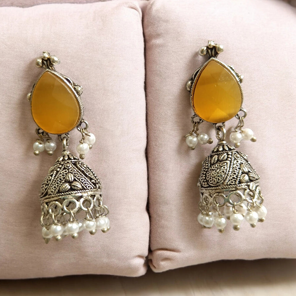 TELANAARI SILVER OXIDISED CLASSIC WHIMSY JHUMKI EARRINGS ARIKA