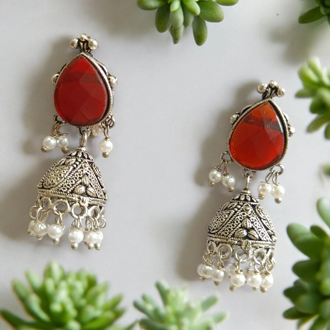 TELANAARI SILVER OXIDISED CLASSIC WHIMSY JHUMKI EARRINGS ARIKA - TelaNaari