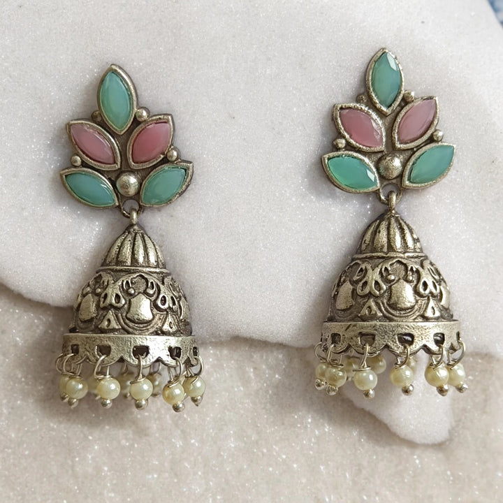 TELANAARI SILVER OXIDISED CLASSIC WHIMSY JHUMKI EARRINGS BHAGYASHRI