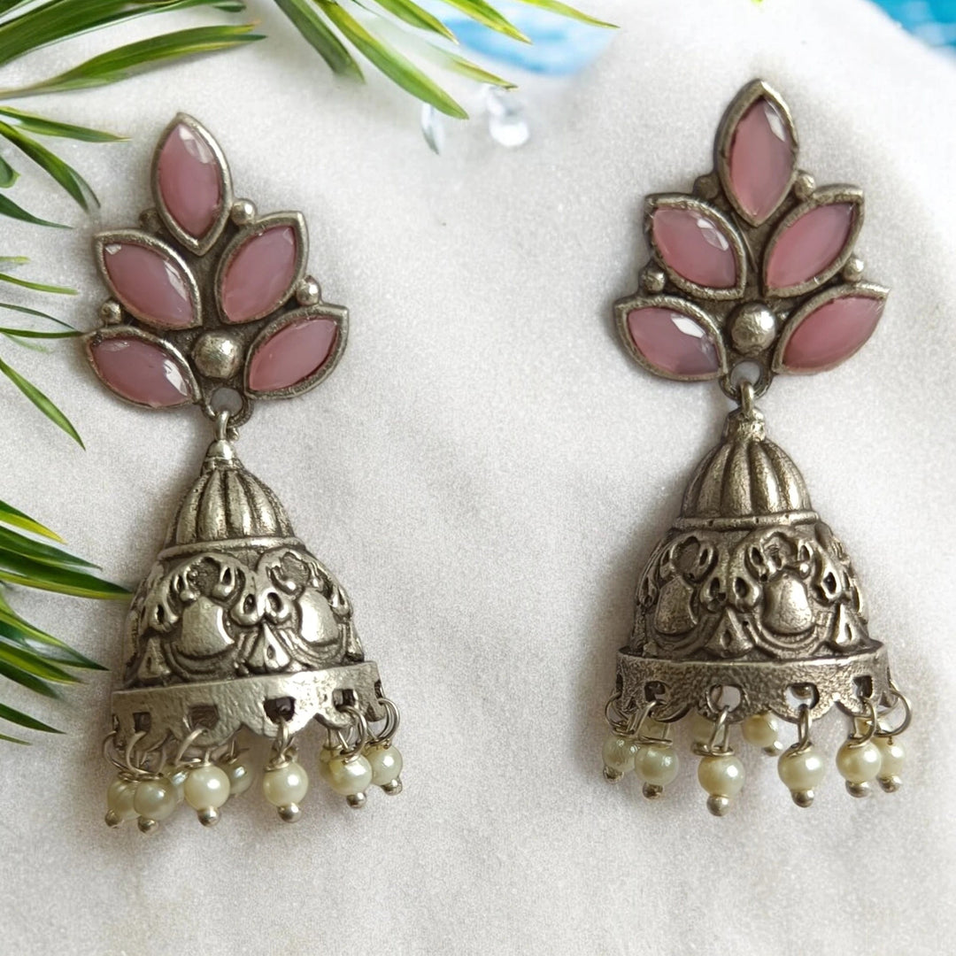 TELANAARI SILVER OXIDISED CLASSIC WHIMSY JHUMKI EARRINGS BHAGYASHRI