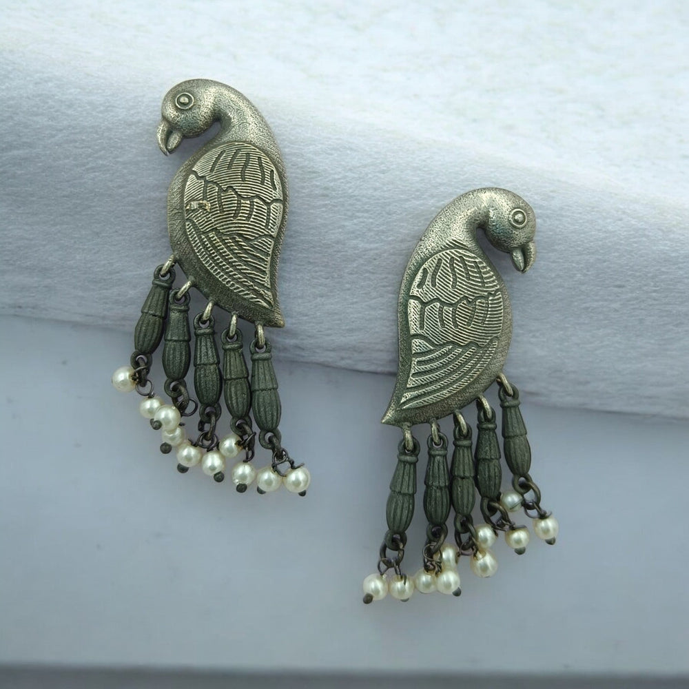 TELANAARI SILVER OXIDISED EARRINGS MAHI