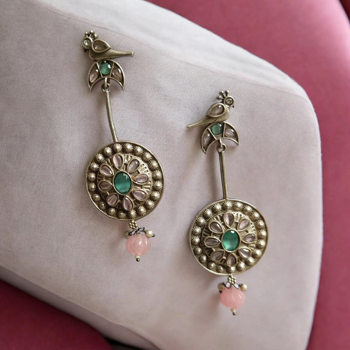 TELANAARI SILVER OXIDISED ETHNIC GRACE EARRINGS SAGRIKA