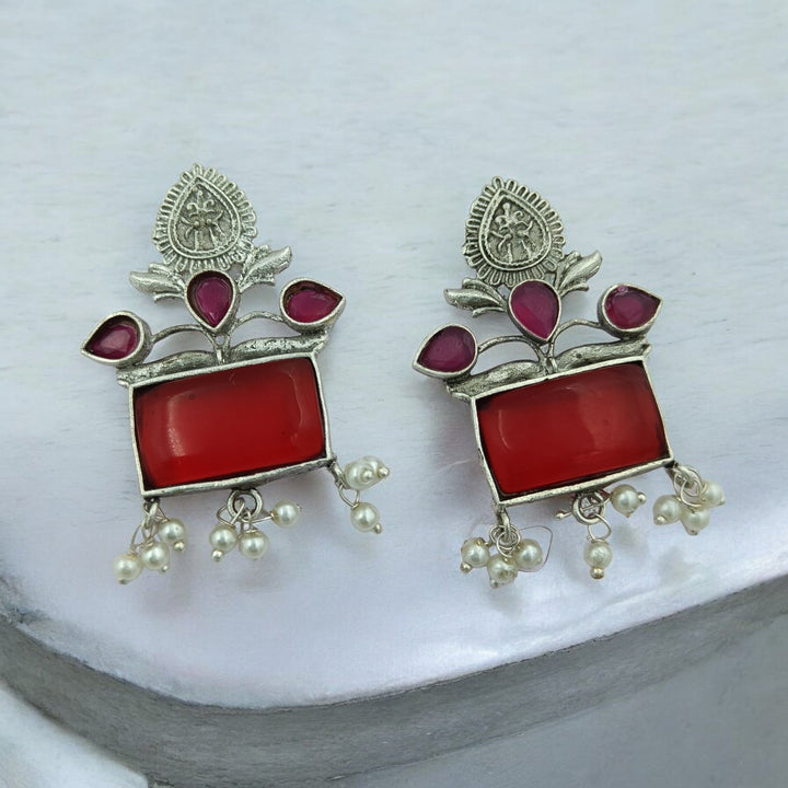 TIMELESS BEAUTY AANANYA SILVER OXIDISED PEARL EARRINGS