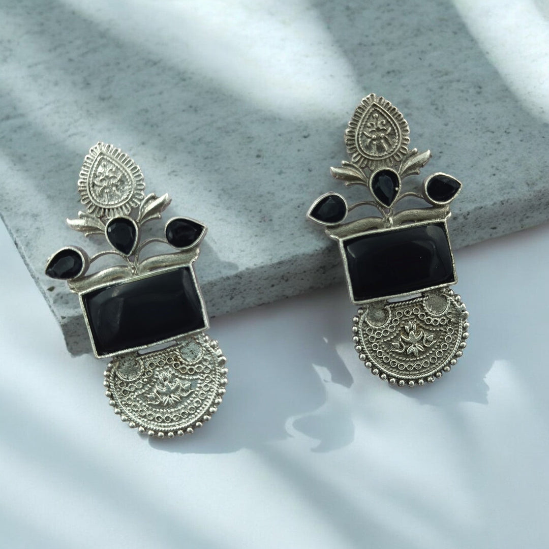 TIMELESS BEAUTY SILVER OXIDISED EARRINGS ADIJA [product_variant]- TelaNaari