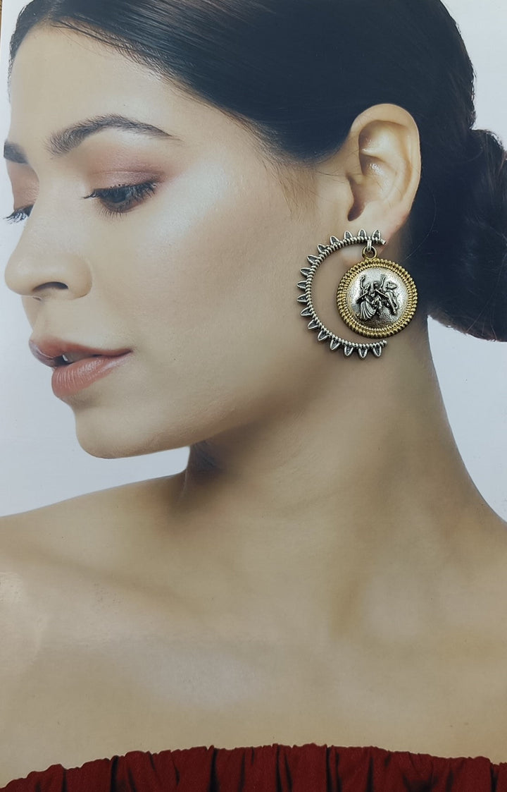 TIMELESS ELEGANCE AARINI DUAL TONE SILVER-PLATED STUD EARRINGS [product_variant]- TelaNaari