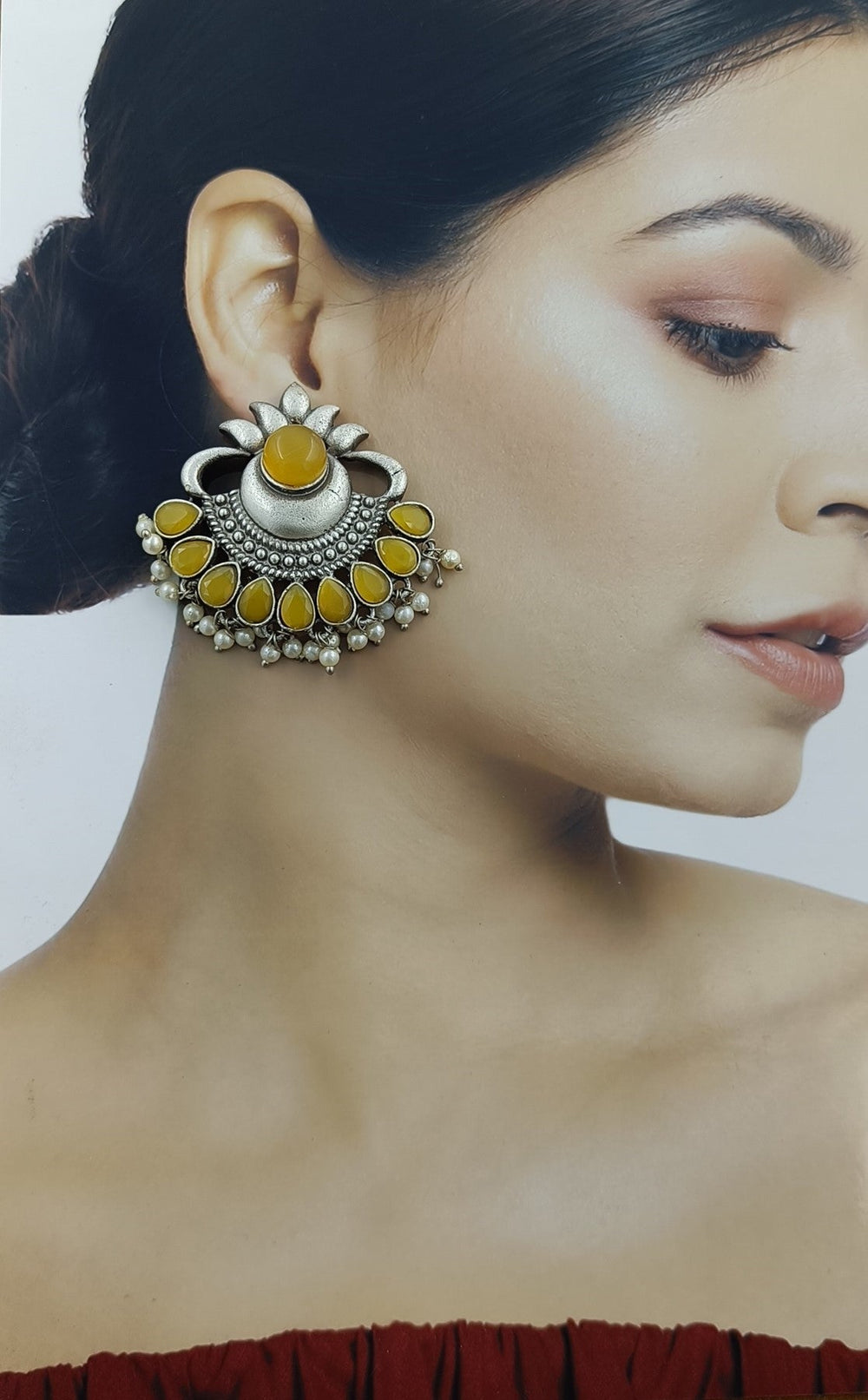 TIMELESS ELEGANT PRAGYA SILVER PEARL OXIDISED EARRINGS