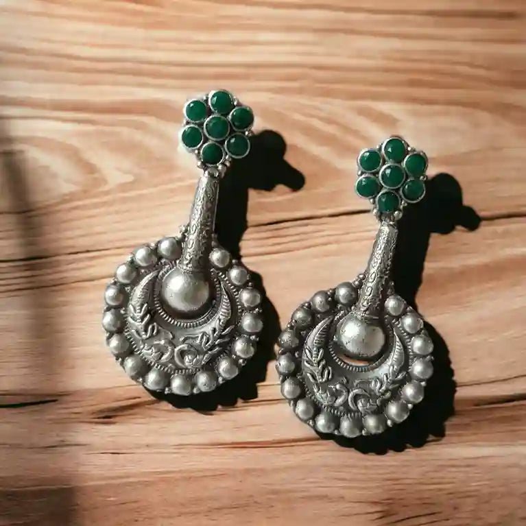 SILVER OXIDISED EARRINGS YUVIKA