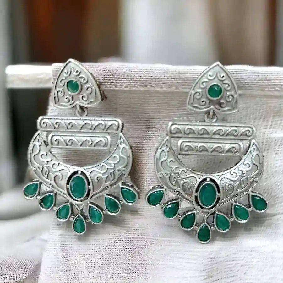 SILVER OXIDISED EARRINGS AISH